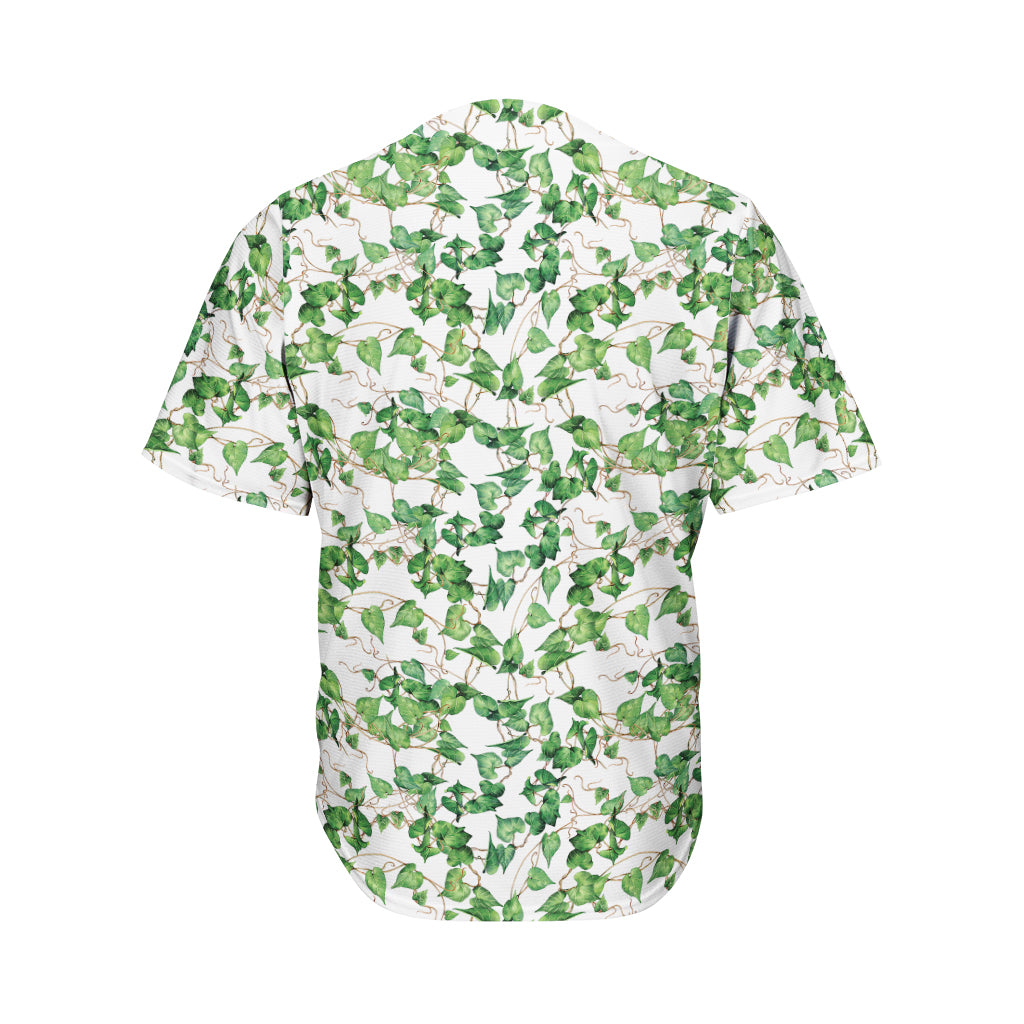 Watercolor Ivy Leaf Pattern Print Men's Baseball Jersey