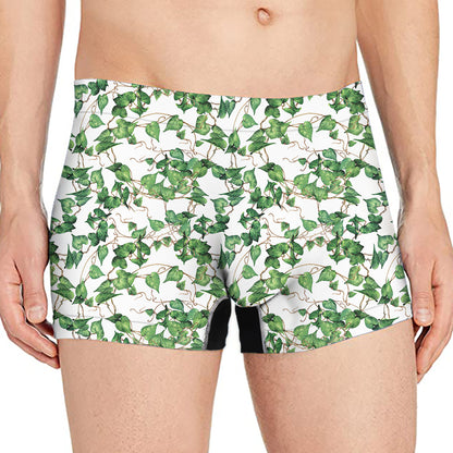 Watercolor Ivy Leaf Pattern Print Men's Boxer Briefs