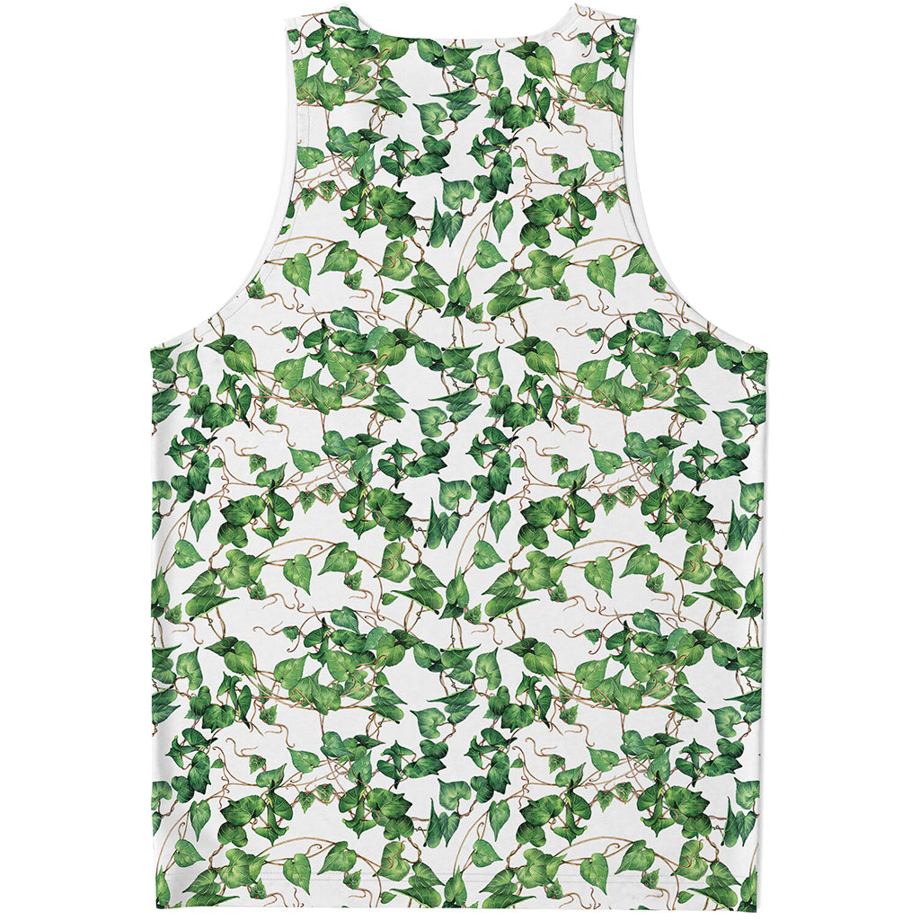 Watercolor Ivy Leaf Pattern Print Men's Tank Top