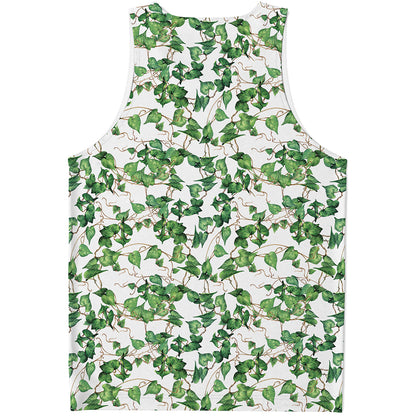 Watercolor Ivy Leaf Pattern Print Men's Tank Top