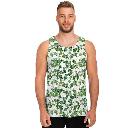 Watercolor Ivy Leaf Pattern Print Men's Tank Top