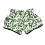 Watercolor Ivy Leaf Pattern Print Muay Thai Boxing Shorts