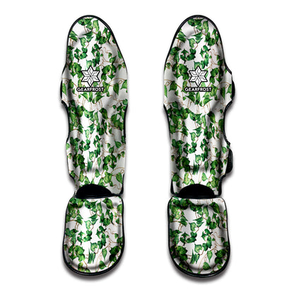 Watercolor Ivy Leaf Pattern Print Muay Thai Shin Guard