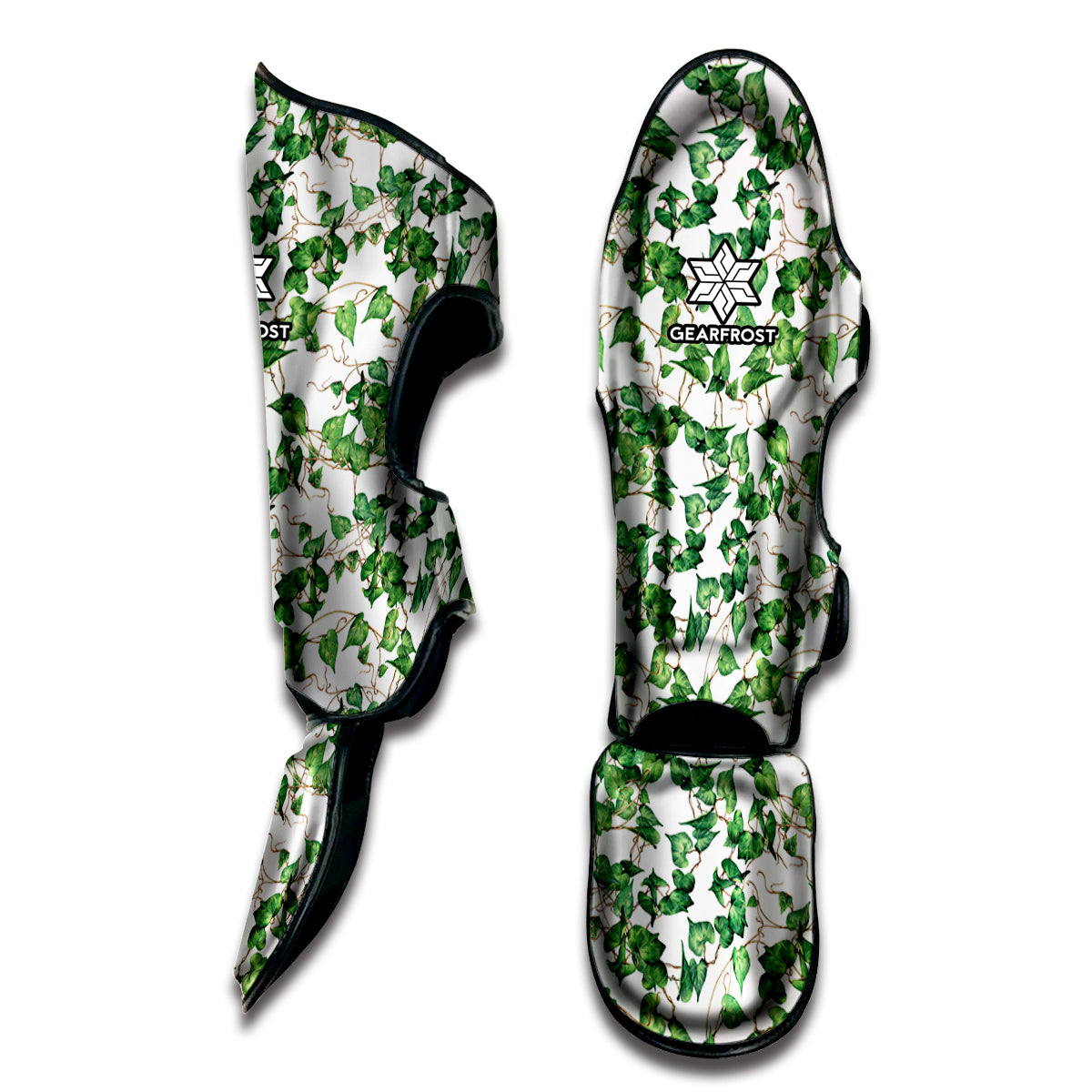 Watercolor Ivy Leaf Pattern Print Muay Thai Shin Guard