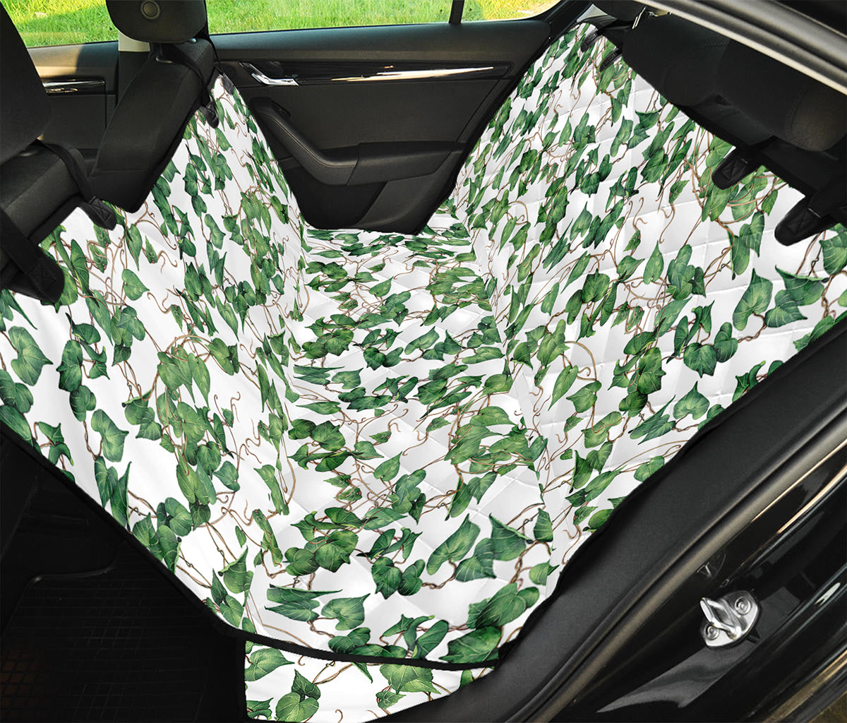 Watercolor Ivy Leaf Pattern Print Pet Car Back Seat Cover