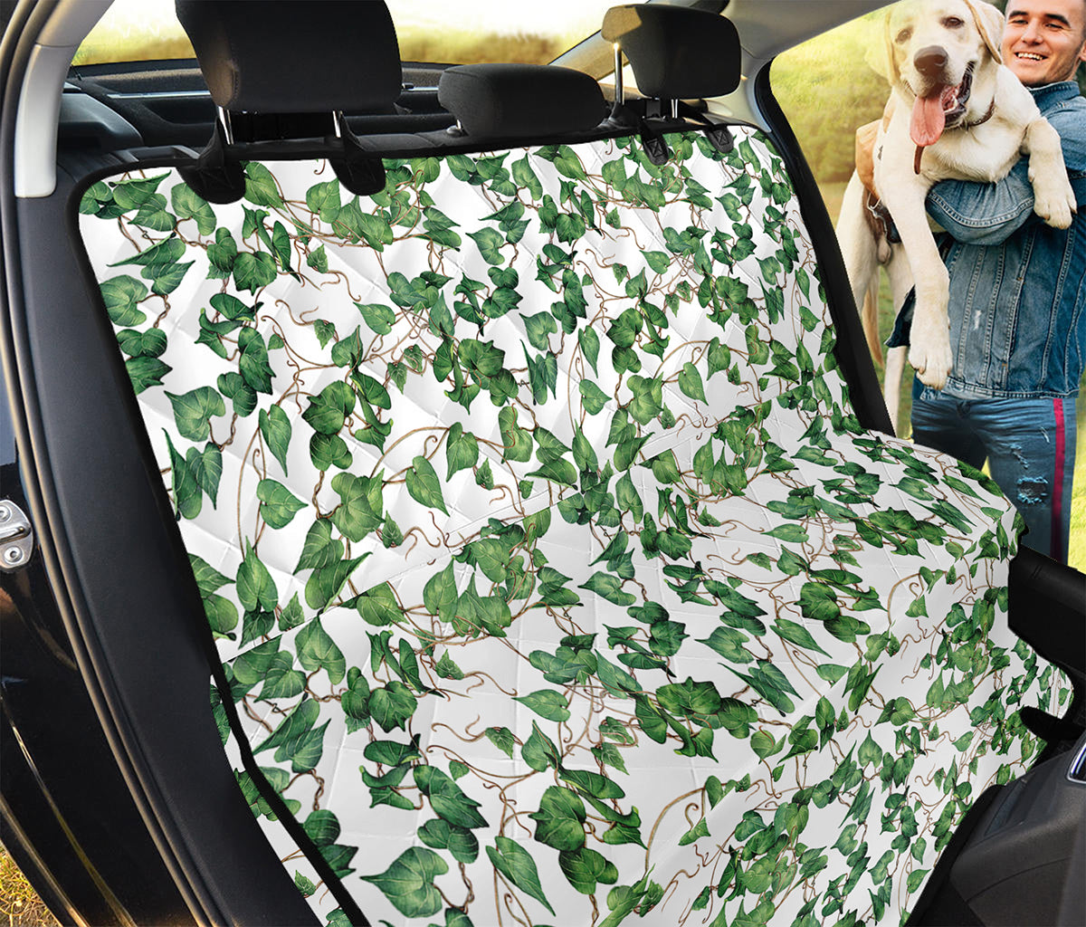 Watercolor Ivy Leaf Pattern Print Pet Car Back Seat Cover
