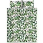 Watercolor Ivy Leaf Pattern Print Quilt Bed Set