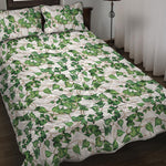 Watercolor Ivy Leaf Pattern Print Quilt Bed Set