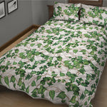 Watercolor Ivy Leaf Pattern Print Quilt Bed Set