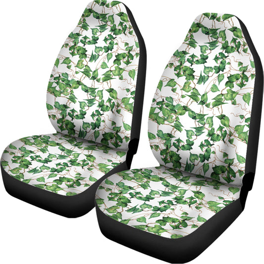 Watercolor Ivy Leaf Pattern Print Universal Fit Car Seat Covers