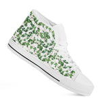 Watercolor Ivy Leaf Pattern Print White High Top Shoes