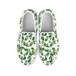 Watercolor Ivy Leaf Pattern Print White Slip On Shoes