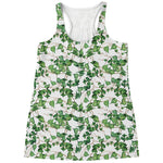 Watercolor Ivy Leaf Pattern Print Women's Racerback Tank Top