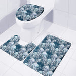 Watercolor Jellyfish Pattern Print 3 Piece Bath Mat Set
