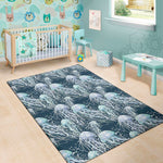 Watercolor Jellyfish Pattern Print Area Rug