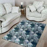 Watercolor Jellyfish Pattern Print Area Rug