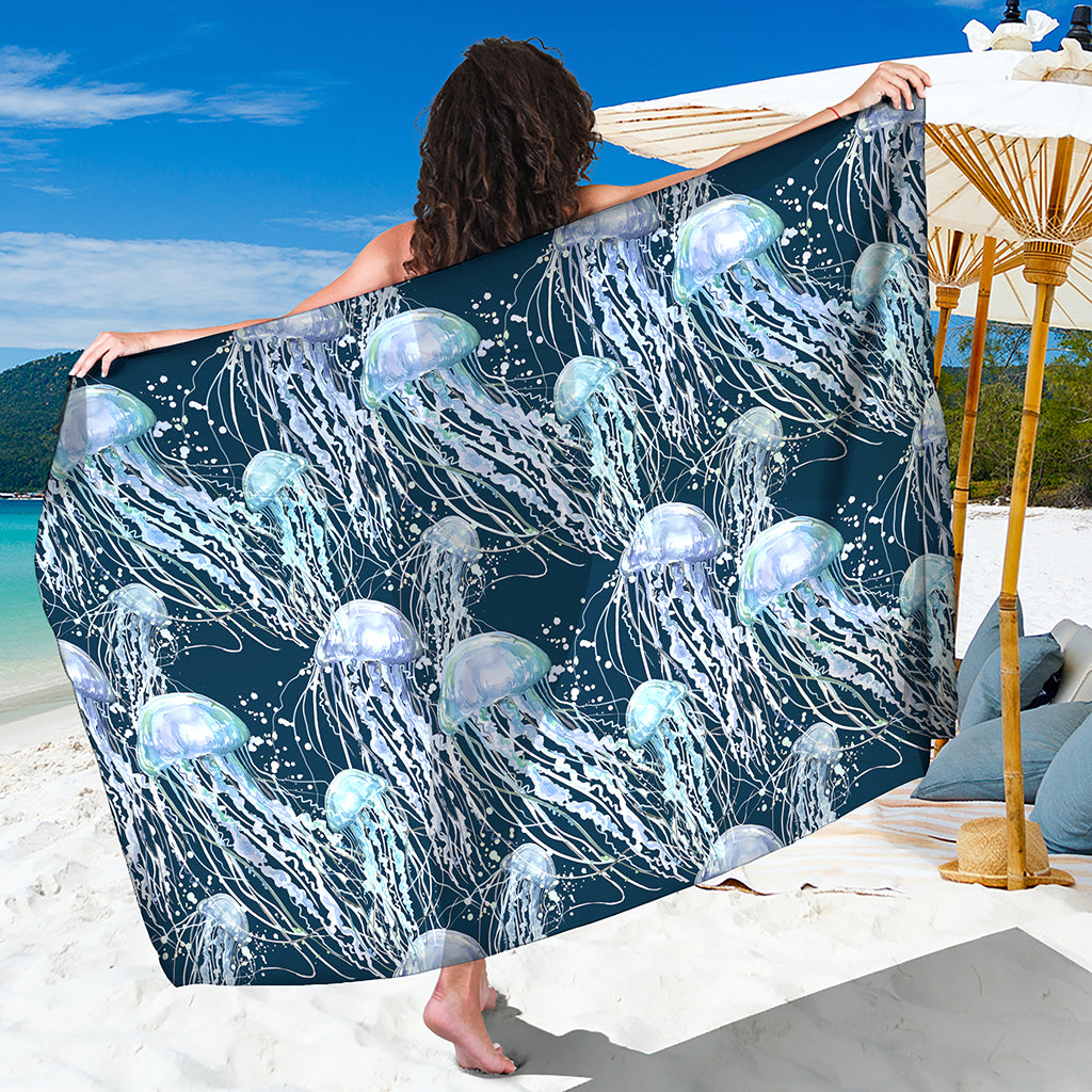 Watercolor Jellyfish Pattern Print Beach Sarong Wrap