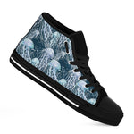 Watercolor Jellyfish Pattern Print Black High Top Shoes