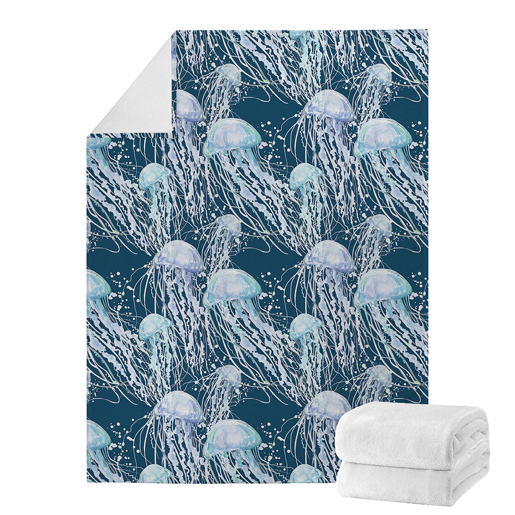 Watercolor Jellyfish Pattern Print Blanket