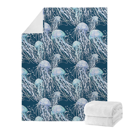 Watercolor Jellyfish Pattern Print Blanket