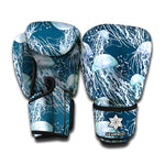 Watercolor Jellyfish Pattern Print Boxing Gloves