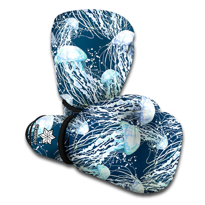 Watercolor Jellyfish Pattern Print Boxing Gloves