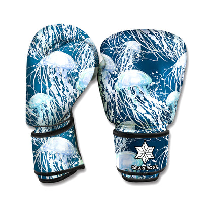 Watercolor Jellyfish Pattern Print Boxing Gloves
