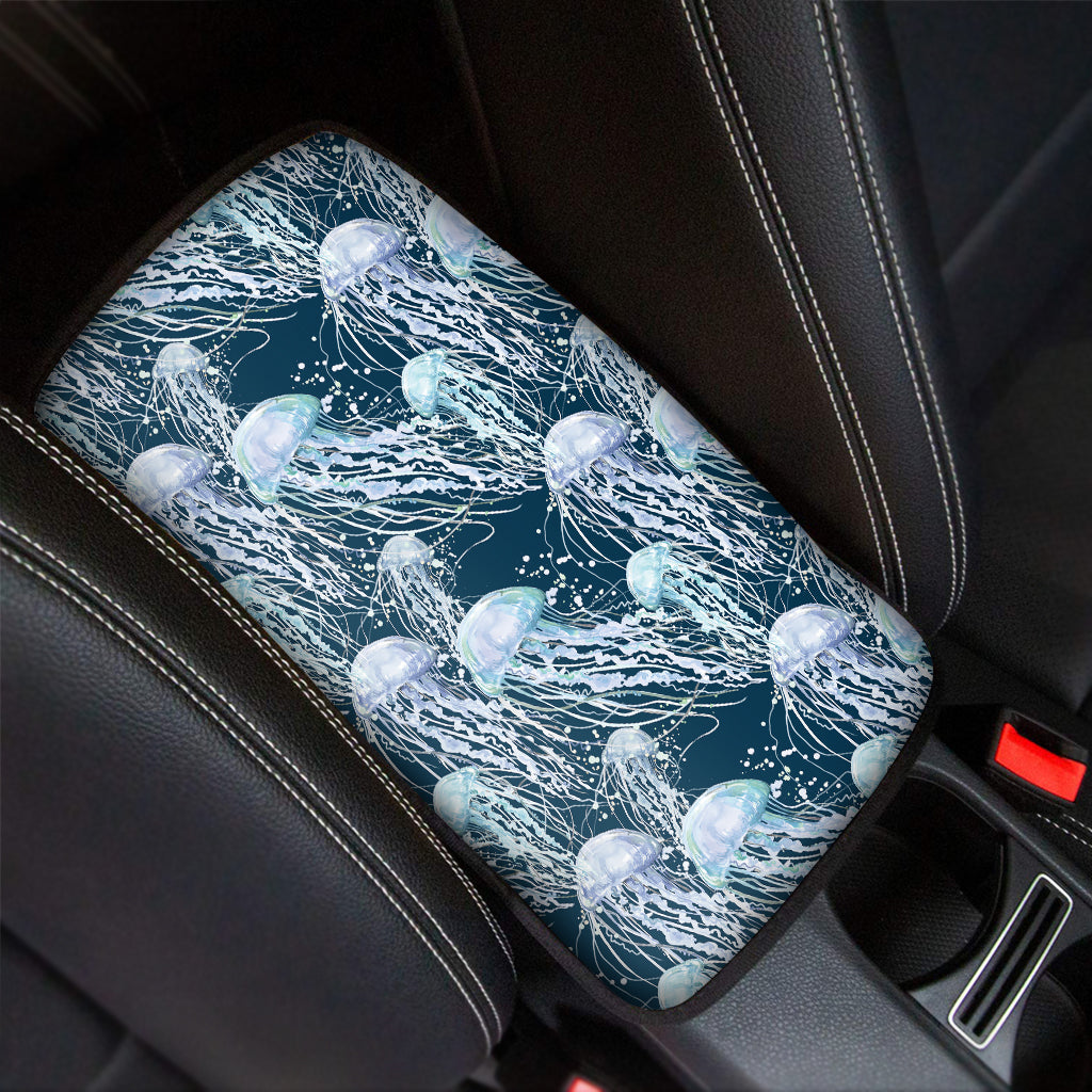 Watercolor Jellyfish Pattern Print Car Center Console Cover