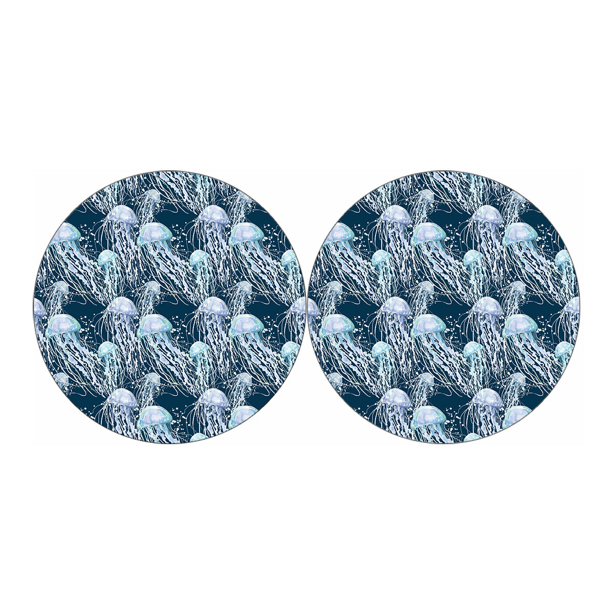 Watercolor Jellyfish Pattern Print Car Coasters