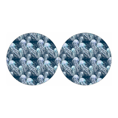 Watercolor Jellyfish Pattern Print Car Coasters