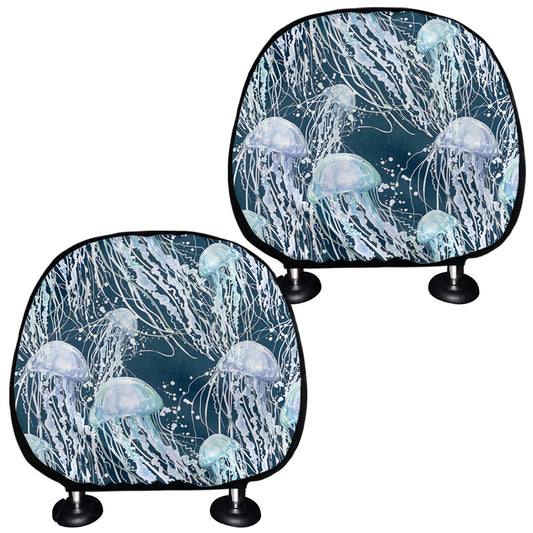 Watercolor Jellyfish Pattern Print Car Headrest Covers