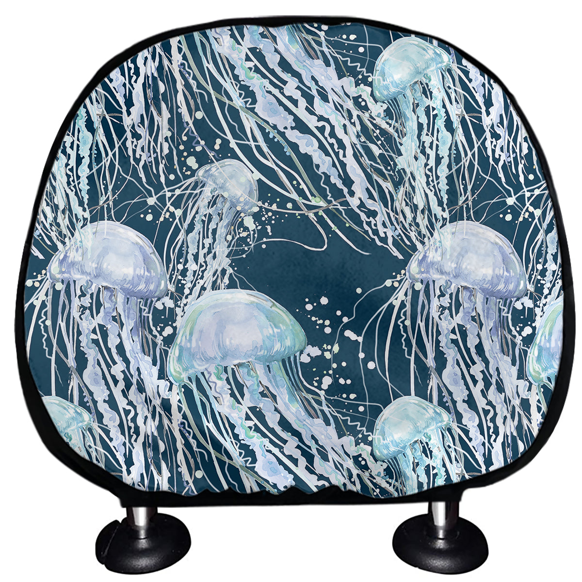 Watercolor Jellyfish Pattern Print Car Headrest Covers