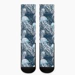 Watercolor Jellyfish Pattern Print Crew Socks