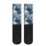 Watercolor Jellyfish Pattern Print Crew Socks