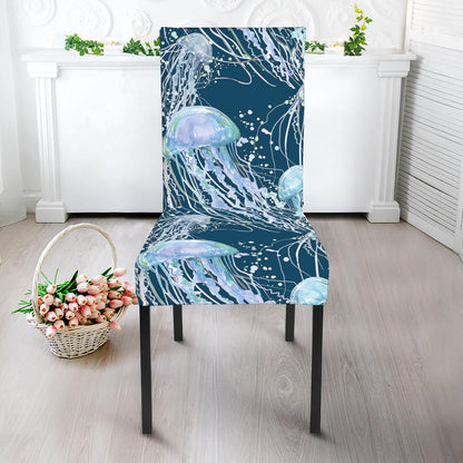 Watercolor Jellyfish Pattern Print Dining Chair Slipcover