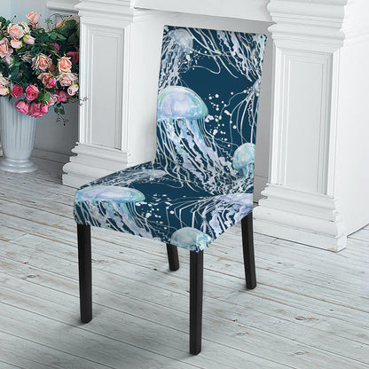 Watercolor Jellyfish Pattern Print Dining Chair Slipcover