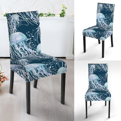 Watercolor Jellyfish Pattern Print Dining Chair Slipcover