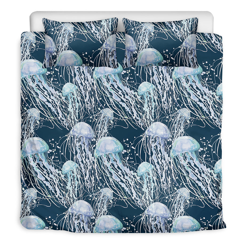 Watercolor Jellyfish Pattern Print Duvet Cover Bedding Set