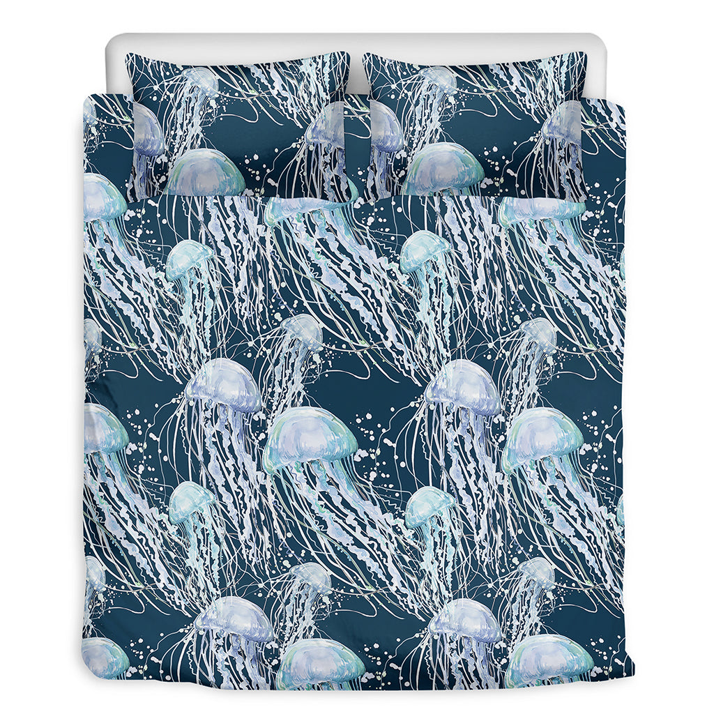 Watercolor Jellyfish Pattern Print Duvet Cover Bedding Set
