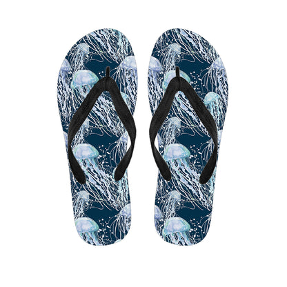 Watercolor Jellyfish Pattern Print Flip Flops