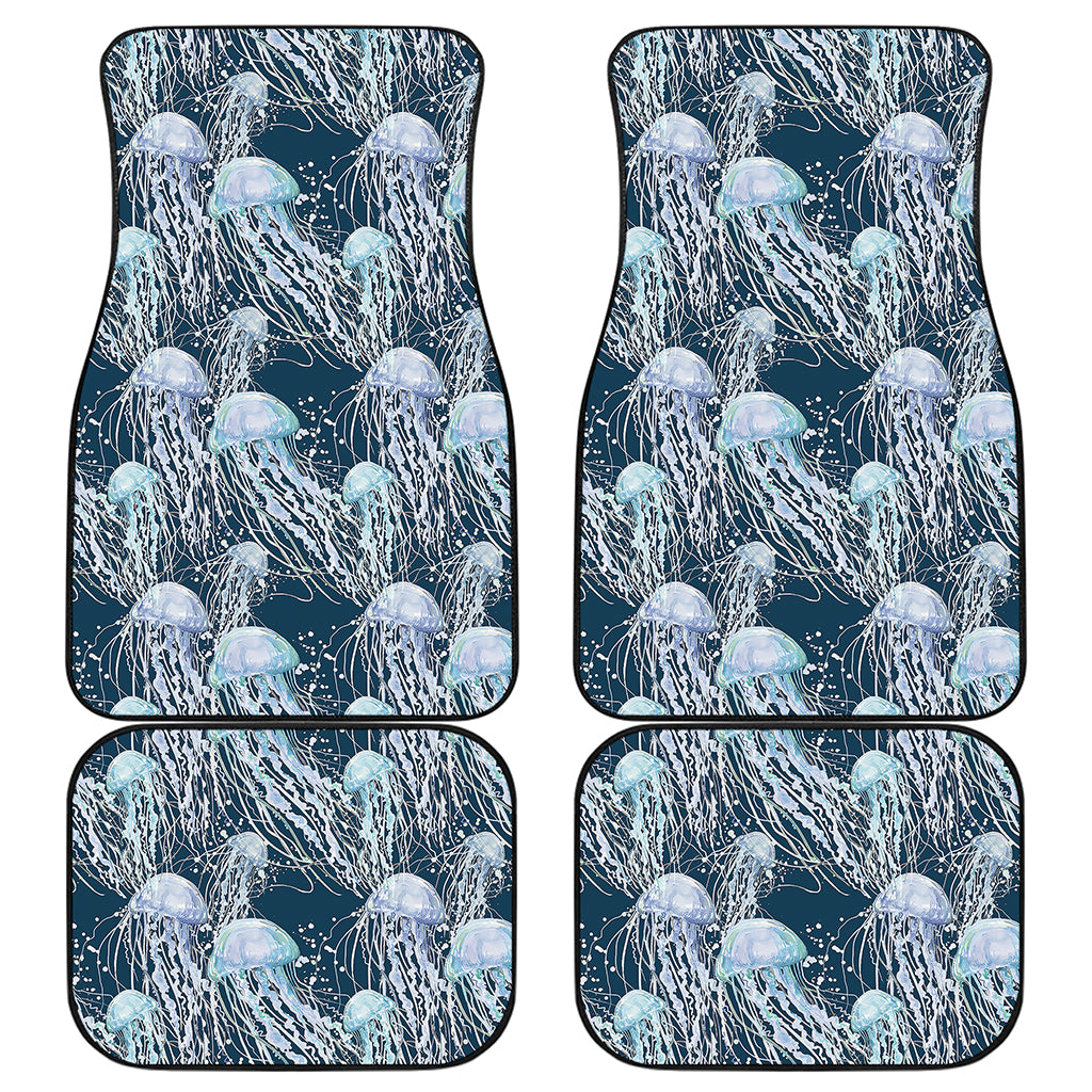 Watercolor Jellyfish Pattern Print Front and Back Car Floor Mats