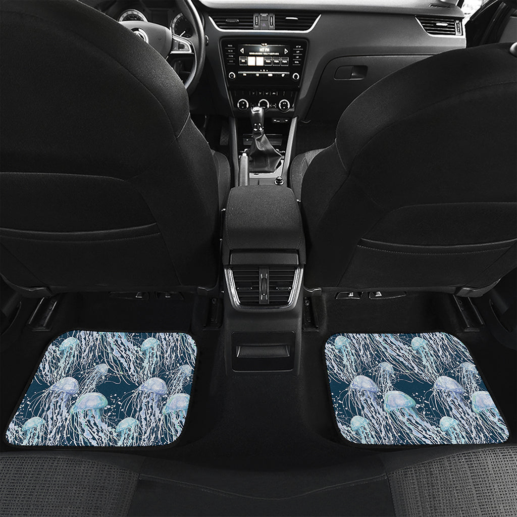 Watercolor Jellyfish Pattern Print Front and Back Car Floor Mats