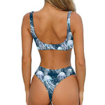 Watercolor Jellyfish Pattern Print Front Bow Tie Bikini