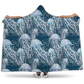 Watercolor Jellyfish Pattern Print Hooded Blanket