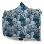 Watercolor Jellyfish Pattern Print Hooded Blanket