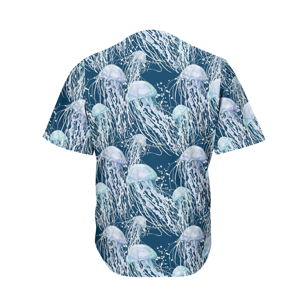 Watercolor Jellyfish Pattern Print Men's Baseball Jersey