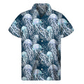 Watercolor Jellyfish Pattern Print Men's Short Sleeve Shirt