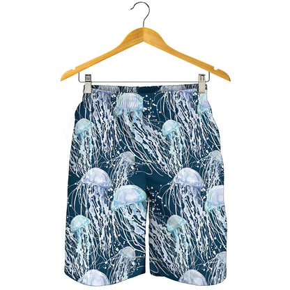 Watercolor Jellyfish Pattern Print Men's Shorts