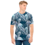 Watercolor Jellyfish Pattern Print Men's T-Shirt