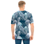 Watercolor Jellyfish Pattern Print Men's T-Shirt